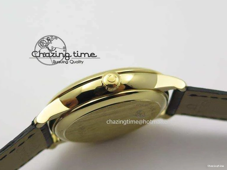 0310 Contemporary De Ville MK 1:1 Best Edition YG White Dial On Black Leather Asian Seagull T1701 (Sec@6) 8233